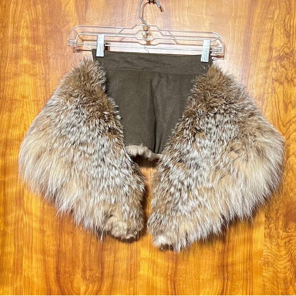 Fox Fur 54" Removable Collar hook and eye closure, Wool lining